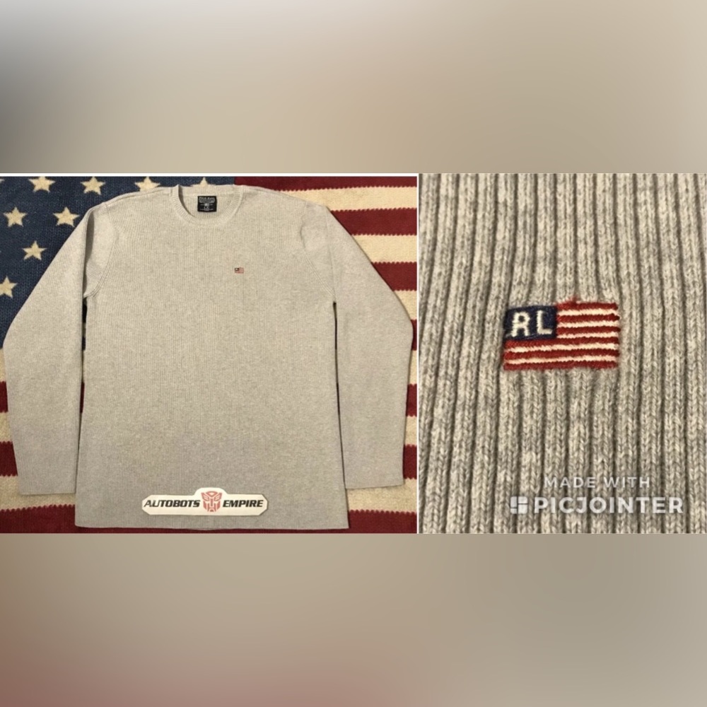NWOT Vintage Ralph Lauren Polo Jeans Military Sweater L Stadium Beach Rlx Army 1